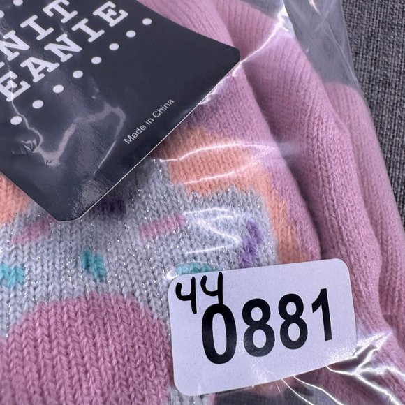 Girls Winter Hat Pink Doughnut Cane Beanie Pom Pom 100% Acrylic OS Knit Beanie - Picture 9 of 9